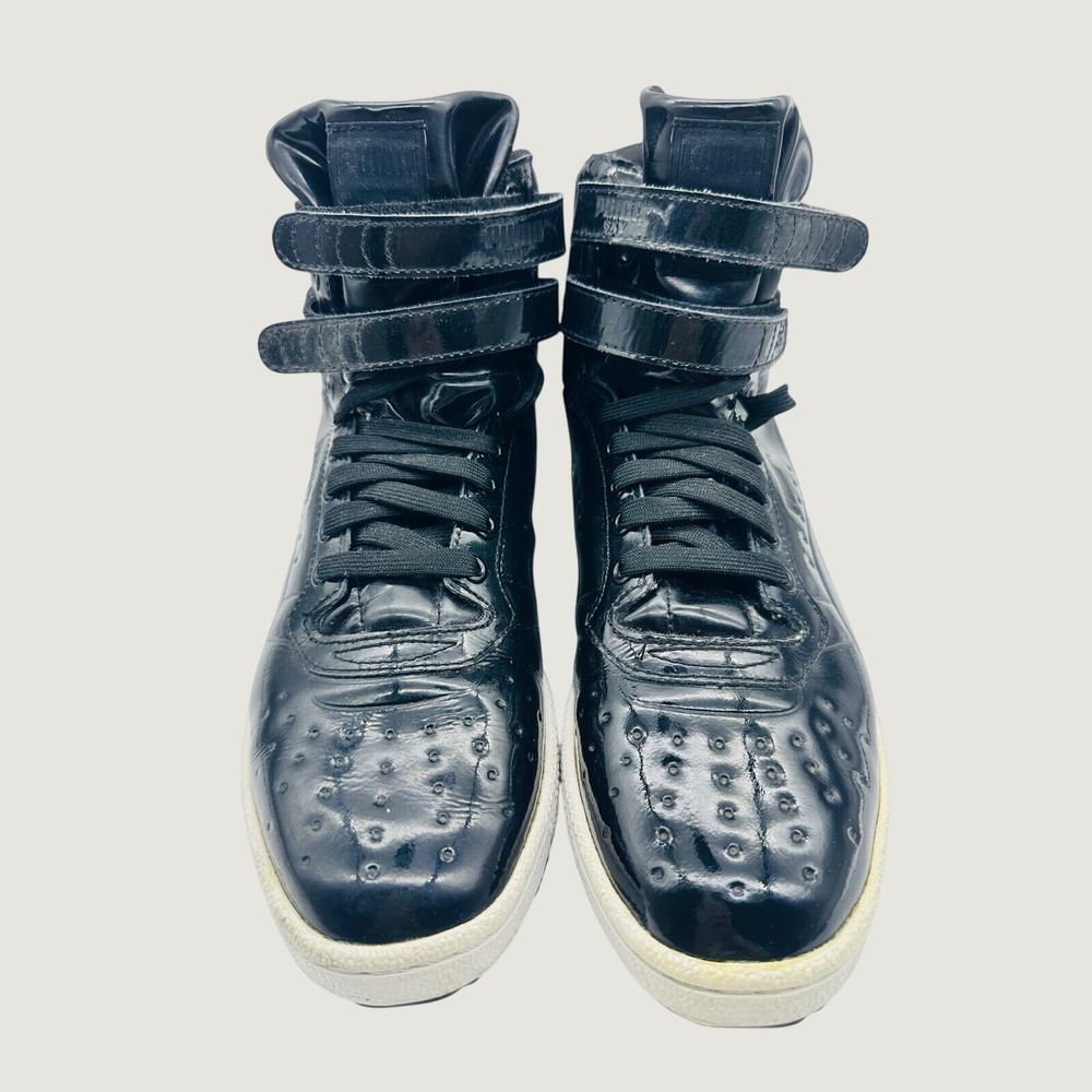 Puma Sky II Hi Black Patent Ostrich Sneakers High Top 362032-05 Mens 9.5